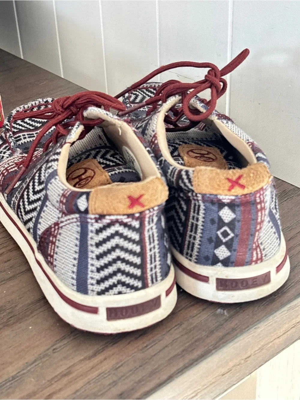 Twisted X Youth Casual Patterned Lace-Up Boat Shoes Size 3M Southwest Tribal